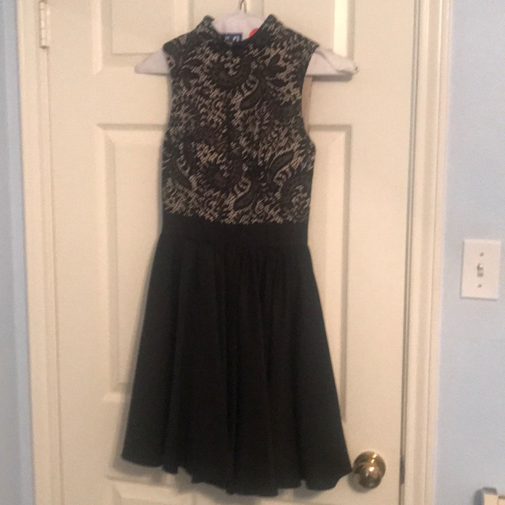 Chi Chi London Black and Gold Prom Dress